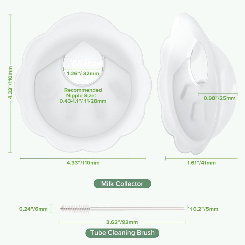 haakaa Petal Soft Silicone Milk Collector for Breastfeeding - 2PCS | Discreet Leak-Protection Breast Milk Saver, Reusable Breast Shells Milk Collection Cup for Breastfeeding with Cleaning Brush