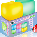 2Pcs Stress Cube Glow in The Dark,Fidgets for Teens,Adults, Kids,Super Solid Squishy Toy,Squeeze Toys,Ice Cube,High Density Squeeze Toys,Stocking Stuffers,Cool Things(Blue + Purple)
