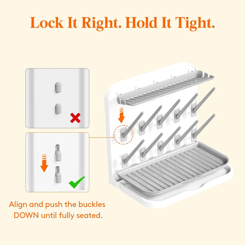 Lifewit 10-Hooks Baby Bottle Drying Rack for Countertop, BPA Free | Vertical Bottle Storage Organizer, Stand-Up Dryer Holder for Pacifiers, Pump Parts, Baby Stuff, Newborn Essentials Must Haves