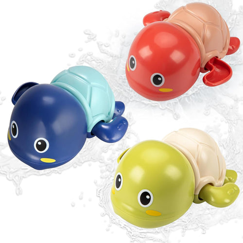 Wind Up Turtle Bath Toys for Toddlers 1-3, 3 Pack Swimming Bathtub Toys | ASTM F963-23 Tested, Non-Toxic ABS, Wind-Up No Batteries, Quick-Dry Drain Holes, for Pool & Preschool Toddlers