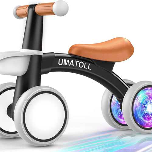 Umatoll Baby Balance Bike, Adjustable Seat, Safety Features, 12-24 Months Toddler Ride on Toys, Colorful Lighting, No Batteries Required