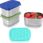 Small (1 CUP) Stainless Steel Snack Containers for Kids | Easy Open Leak Proof Food Containers with Silicone Lids - Perfect Metal Toddler Lunch Box for Daycare and School (8oz)