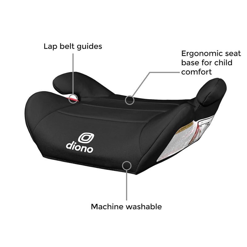 Diono Solana Lite Backless Booster Car Seat Pack of 2, Lightweight & Portable for Travel, Machine Washable Covers, 40-100 lbs, Black Storm