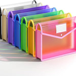 7 Pack Plastic Expanding File Folder, Transparent envelopes with Snap Closure, No Dividers, Large Capacity, Fit Legal/B4 Size for School, Office, Home, Hospital, 7 Colors