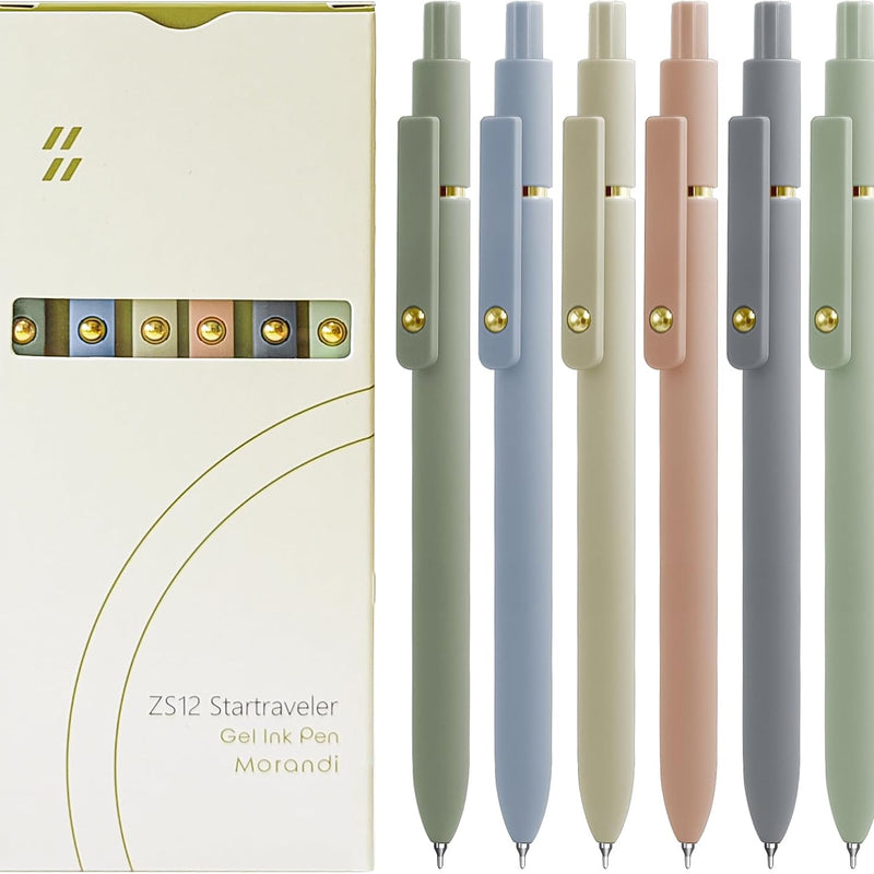 UIXJODO Gel Pens, 5 Pcs 0.5mm Black Ink Pens Fine Point Smooth Writing Pens, High-End Series Pens for Journaling Note Taking, Cute Office School Supplies Gifts for Women Men (Morandi)