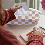 cephira Baby Wipe Holder, 3-Pack Portable Refillable Wipe Dispenser, Waterproof & Dustproof Travel Baby Wipes Case, Reusable Diaper Wipe Container with Checkerboard Design