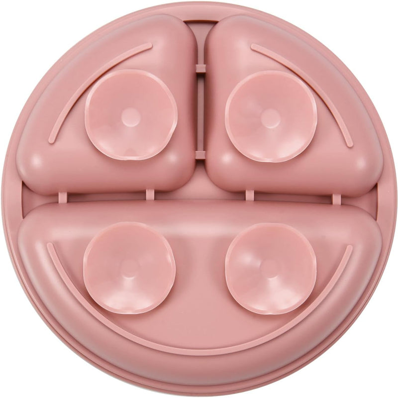 PandaEar 3 Pack Toddler Plates, Silicone Divided Suction Plate for Babies, BPA-Free 100% Food-Grade Silicone Unbreakable Baby Plate (Pink/Linen/Light Pink)