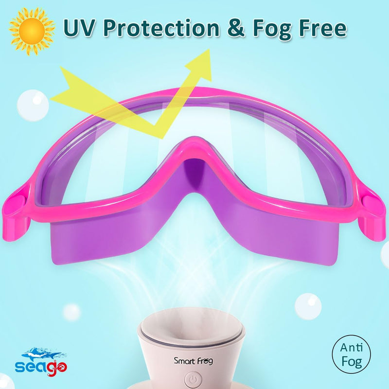Seago Swim Goggles 2 Pack Anti-Fog Anti-UV Wide View Swimming Goggles for Kids 3-14