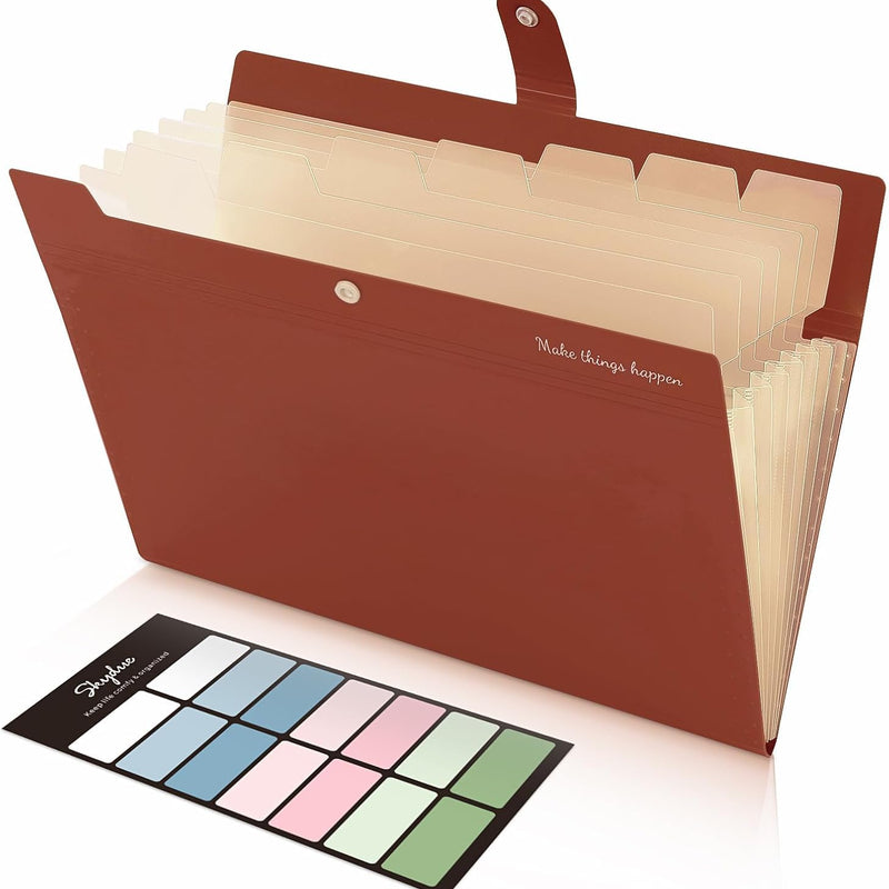 SKYDUE Expanding File Folders with 8 Pockets, Accordion File Organizer with Labels, Portable Paper Bill Receipt Organizer, Letter Size, Home School Office Supplies, Olive Green