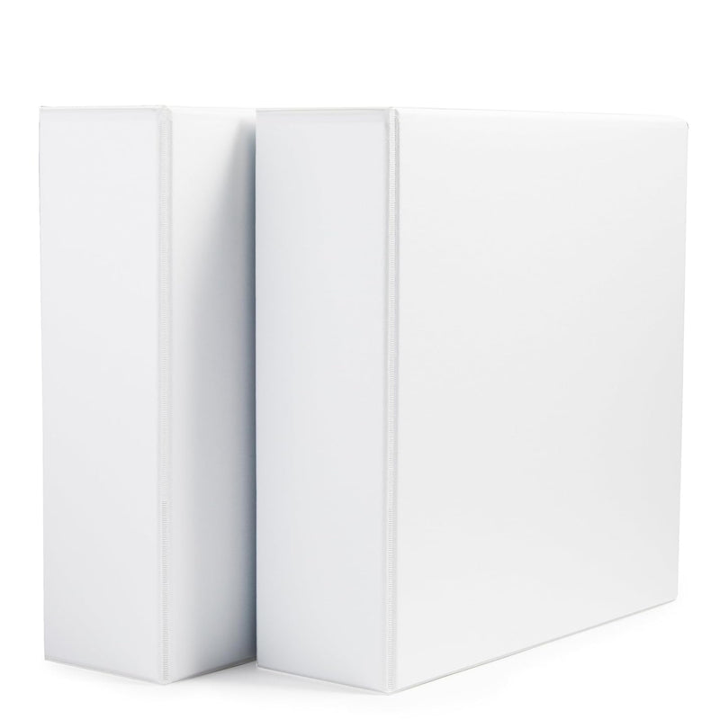 Amazon Basics 3 Ring Binders, 2 Inch, D-Ring Organizer for School, Home Office, White, 4 Pack