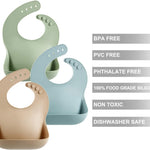 PandaEar Set of 3 Silicone Baby Bibs Waterproof, Soft, Unisex, 10-72 Months