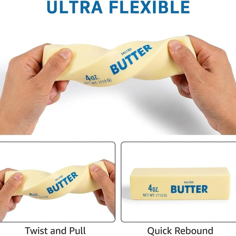 2PCS Butter Squishy Stress Relief Toys, Ultra-Soft Slow Rebound Squeeze Toy, Realistic Bread Style Sensory Fidget for Desk, Anxiety Relief Fun Gift for Adults