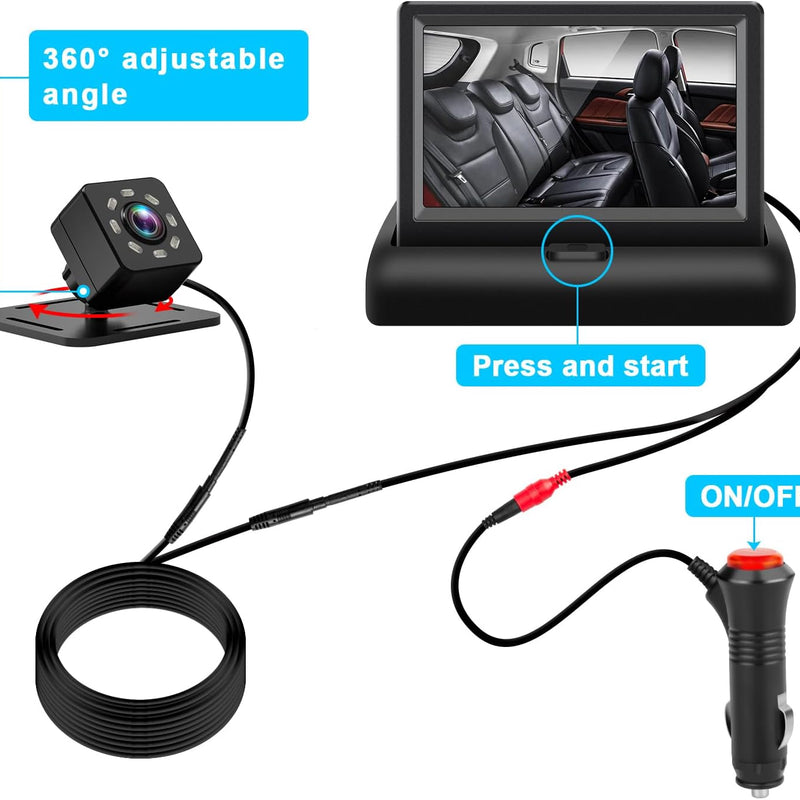 Baby Car Mirror with 4.3'' HD Night Vision Function Display, Safety Car Seat Camera with Wide Crystal Clear View, Easily Observe The Baby’s Move(Not USB)