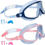 Seago Swim Goggles 2 Pack Anti-Fog Anti-UV Wide View Swimming Goggles for Kids 3-14