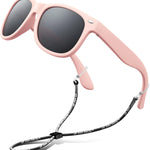 RIVBOS Kids Sunglasses Polarized UV400 TPE with Strap for Boys Girls RBK004 | Flexible rubber frame with UV protection and secure strap for boys, girls, beach, travel and play