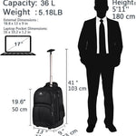 MATEIN Rolling Backpack, 17 inch Water Resistant Wheeled Laptop Backpack, Carry on Luggage Business Bag, Overnight College Computer Bag Trolley Suitcase for Men Women Adults to Travel, Black