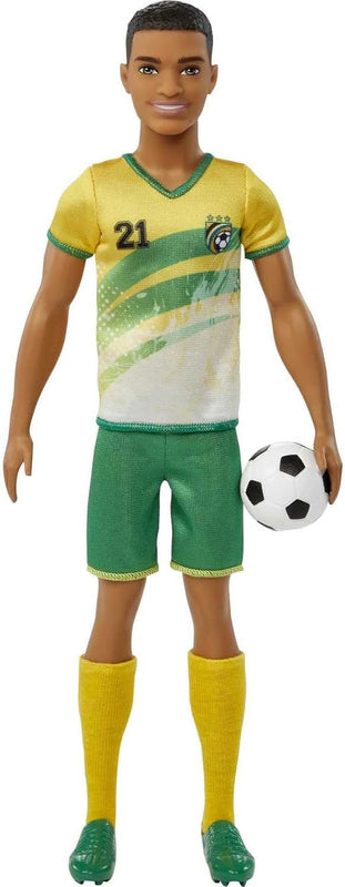 Barbie Careers Ken Fashion Doll & Accessory, Soccer Player with Cropped Hair, #10 Uniform, Tall Socks, Cleats & Ball