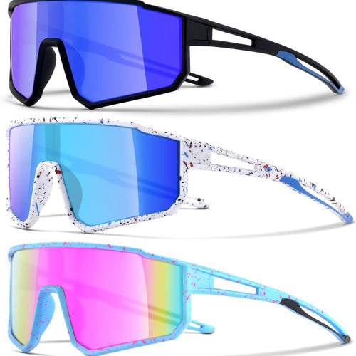 3PACK Kids Sunglasses for Boys and Girls, UV400 Protection, Baseball and Cycling Goggles