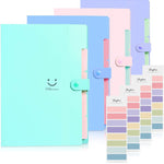 SKYDUE Expanding File Folders with 5 Pockets, Accordion File Organizer with 32 Labels, Portable Document Paper Organizer, Filing Folders, Letter / A4 Size, Pack of 4
