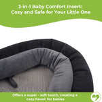 COOLBEBE 3-in-1 Reversible Newborn Car Seat Insert, Baby Head Support Pad | Extra Soft Head Pad for Catseat, Stroller, Swing & Travel, Baby Body Support Cushion for Infant 0-12 Months, Black