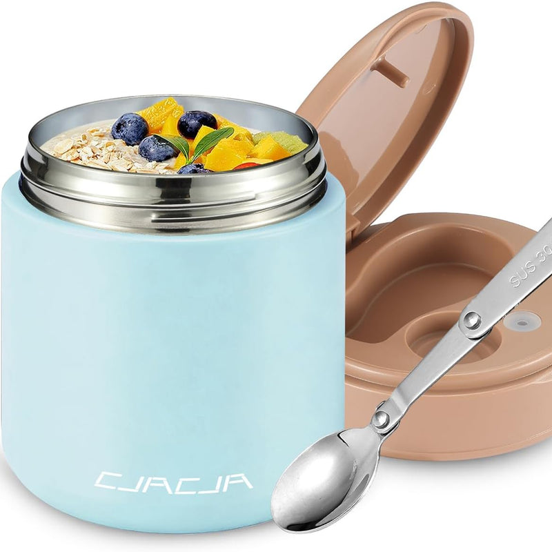 Thermo for Hot Food Kids - 15.2oz, Leak Proof Insulated Food Jar, Soup Thermo, Insulated Lunch Containers, Termos Para Comida Caliente, Wide Mouth Lunch Box with Folding Spoon and Handle