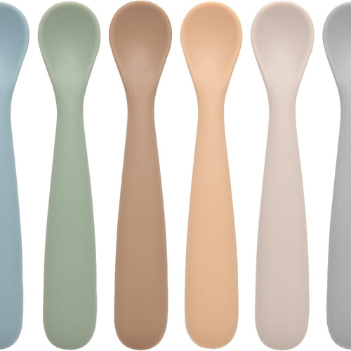 Eascrozn Baby Spoons, 6 Pack First Stage Silicone Feeding Spoons, BPA Free | Soft Tip Feeding Baby Utensils, Baby Led Weaning Supplies Training Spoons, Dishwasher and Boil Safe