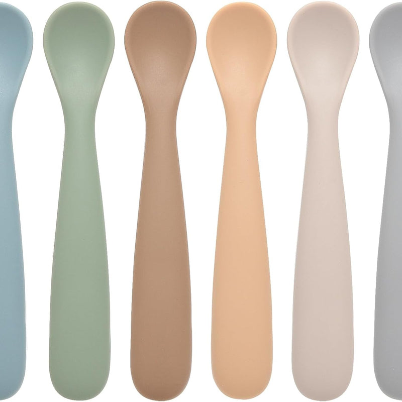 Eascrozn Baby Spoons, 6 Pack First Stage Silicone Feeding Spoons, BPA Free | Soft Tip Feeding Baby Utensils, Baby Led Weaning Supplies Training Spoons, Dishwasher and Boil Safe