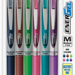Pentel EnerGel RTX Retractable Liquid Gel Pen, (0.7mm), Medium Line, Metal Tip, Black Ink, Pack of 6 (BL77BP6A)