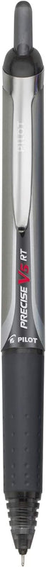 Pilot Precise V5 RT Refillable & Retractable Rollerball Pens, Extra Fine Point Pens 0.5 mm, Black, Pack of 6 - Ideal for School, Journaling & Office Writing
