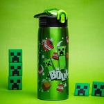 Zak Designs Minecraft Water Bottle for Travel and At Home, 19 oz Vacuum Insulated Stainless Steel with Locking Spout Cover, Built-In Carrying Loop, Leak-Proof Design (Creeper)