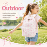 LOIDOU Backpack for Girls School Backpacks Bookbags for Elementary Middle School Women Laptop Backpacks (Bow tie Beige, L-17)