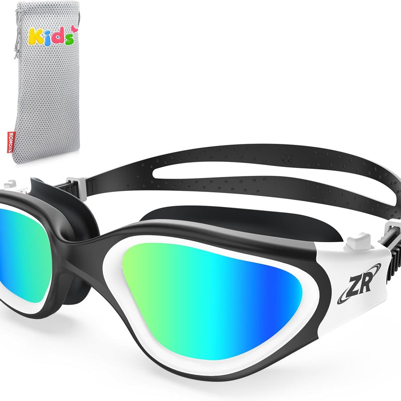 ZIONOR G1 MINI Polarized Kids Swim Goggles for Boys Girls Ages 6-14 | Glare-Reducing Polarized Lenses with Anti-Fog UV Protection, Leakproof Comfort Fit, Wide View and Easy-Adjust Strap