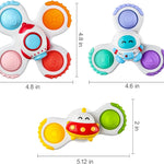 ALASOU 3PCS Pop Suction Cup Spinner Sensory Airplane Travel Toys for 1 Year Old Boy Girl Infant Toddlers|Novelty Spinning Tops 12 18 Months|1 2 Year Old Boy Birthday Gift|Baby Bath Toy Kids Ages 1-3