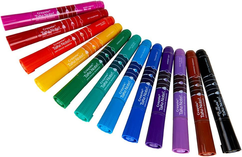 Crayola Take Note Dry Erase Markers for School (12ct) Teacher Classroom Supplies, Chisel Tip Whiteboard Markers, Must Haves