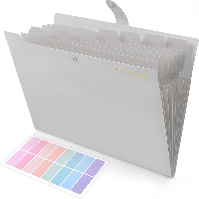 SKYDUE Expanding File Folder, Accordion File Organizer with 8 Pockets, Expandable Document Paper Receipt Holder for School Office Hospital, Letter/A4 Size Pink