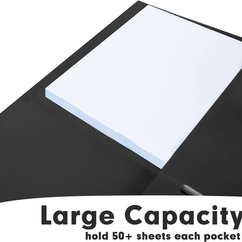 Two Pocket Folders, RAZCC 50 Pack 2 Pocket Folders Fit Letter Size Paper, Paper Folders with Pockets for School Office Business Home, Black