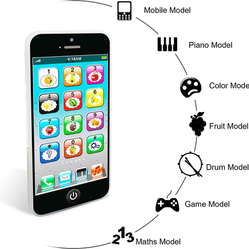 Toy Learning Play Cell Phone with 8 Functions and Dazzling Lights Interactive Toy for Toddler Baby Kids Boys Girls
