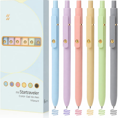 FIOVER Colored Pens, 6 Pack Colorful Gel Pens, Quick-Dry 0.7mm Medium Point for Journaling, Note Taking, Doodling, Aesthetic Office School Supplies, Gifts for Women Men(Multiple Colors)