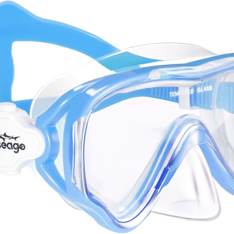 Seago Kids Swim Goggles Snorkel Diving Mask for Youth(5-15), Anti-Fog 180° Clear View