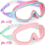 Keary 2 Pack Kids Swim Goggles for 3-15 UV Protection Anti-Fog Pool Water Swimming Goggles for Boys Girls Youth Toddler