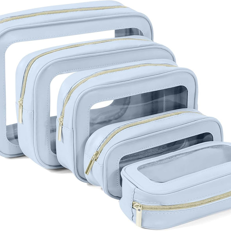 YOPCDJ 5PCS Diaper Bag Organizer Pouch Set, TSA Approved Toiletry Bag，Clear Waterproof TPU Makeup Bag Set Travel Organizer Bags for Women and Kids