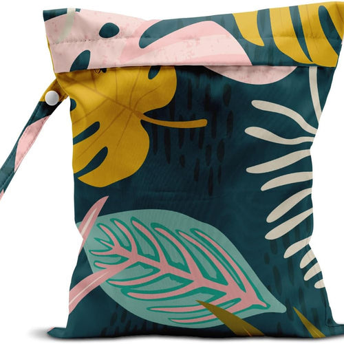 Wet Bag, Wet Dry Bag, Wet Bag for Swimsuit, Travel, Beach, Pool, Diapers, Dirty Yoga Gym Clothes, Makeup Bag, Waterproof Tropical Palm Leaves Decor Jungle Palm Leaf Favors