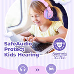 iClever BTH12 Kids Bluetooth Headphones 85H Playtime with LED Lights Travel | SafeSound Tech, Stereo Sound, USB C Charging AUX Cable Over Ear Built-in Mic, Kids Wireless Headphones for Toddler Boys Girls