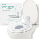Frida Baby Fold-and-Go Portable Potty Seat for Toilet, Foldable Travel Potty Seat for Toddler, Fits Round & Oval Toilets, Non-Slip Base, Handles, Includes Free Travel Bag