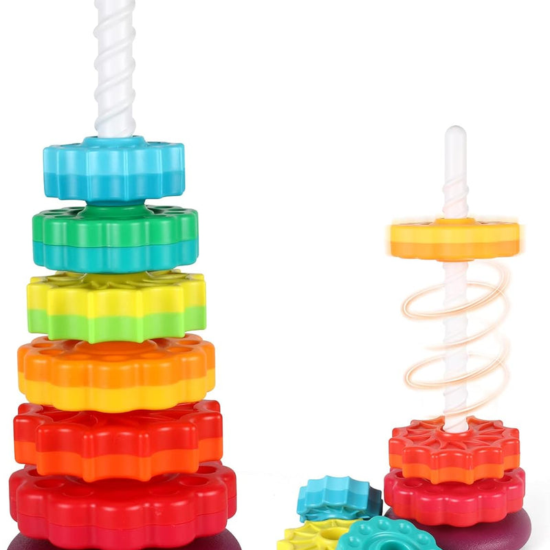 JUXUE Rainbow Ring Stacker Montessori Toys for Babies 6-12 Months, 1-3 Year Old Toddlers