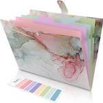 SKYDUE Expanding File Folder with 5 Pockets, Cute Accordion File Organizer, Letter Size Filing Folder, Letter Size Folders for Documents, School Office Supplies Marble Pink