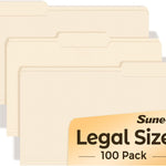 SUNEE Manilla Folders Letter Size (8.5 x 11 inches),100 Per Box, 1/3 Cut Tab for Easy Labeling and Organization, Durable Standard Paper for Home, Office, School Filing