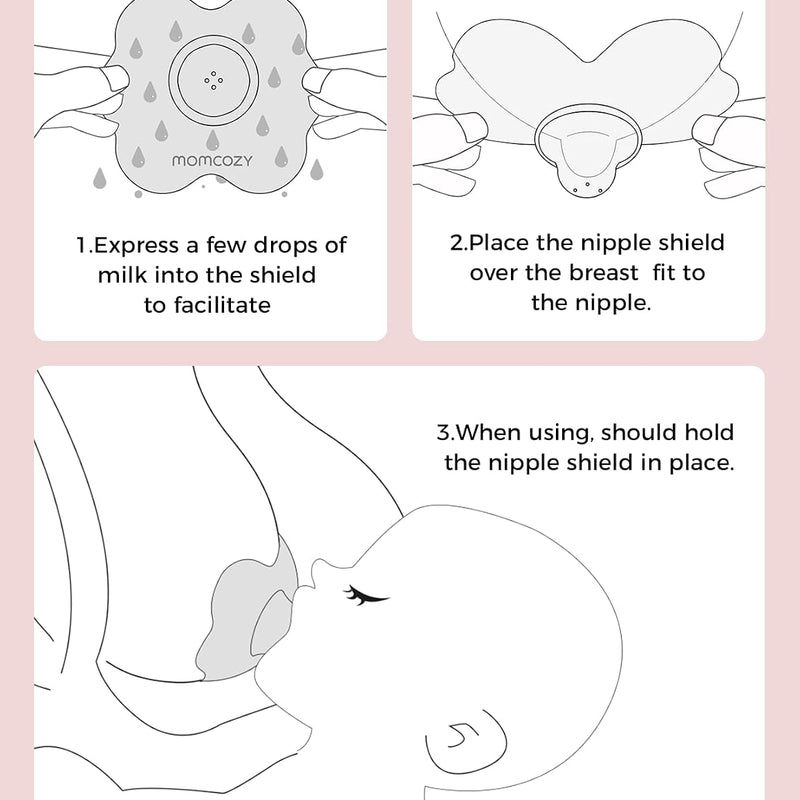 Momcozy Nipple Shields for Breastfeeding Newborn, Flower Shaped(1, 24mm) | BPA/BPS-Free, Super-Soft & Portable Carry Case Included