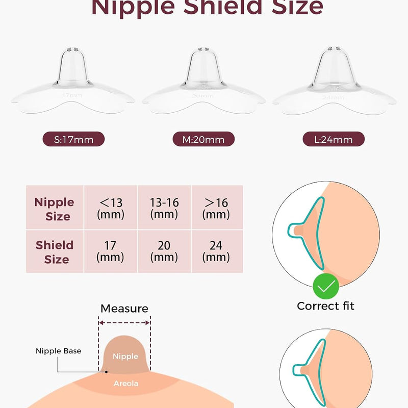 Momcozy Nipple Shields for Breastfeeding Newborn, Flower Shaped(1, 24mm) | BPA/BPS-Free, Super-Soft & Portable Carry Case Included