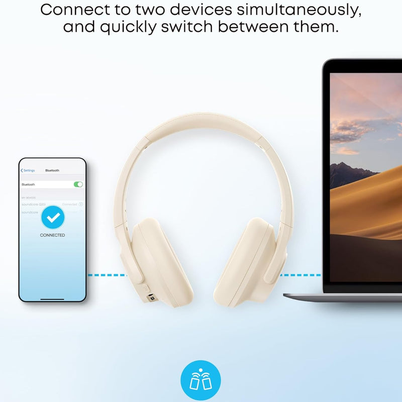 Soundcore by Anker Q20i Hybrid Active Noise Cancelling Headphones, White | Over-Ear, Bluetooth, 40H ANC Playtime, Hi-Res Audio, Big Bass, Transparency Mode, Customize via App, Travel, Home, Office